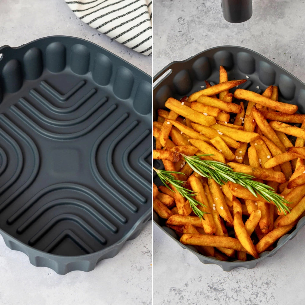 Stampo in silicone per friggitrici ad aria, dimensioni 21,5 x 21,5 x 5 cm, riutilizzabile