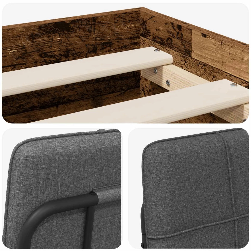 Letto matrimoniale con testiera Legno vecchio e grigio scuro 3440380