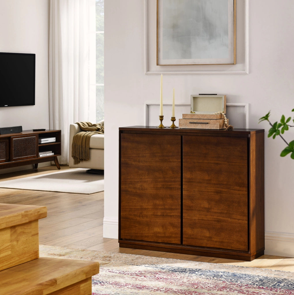 Credenza color noce in MDF con 2 ante e aperture posteriori