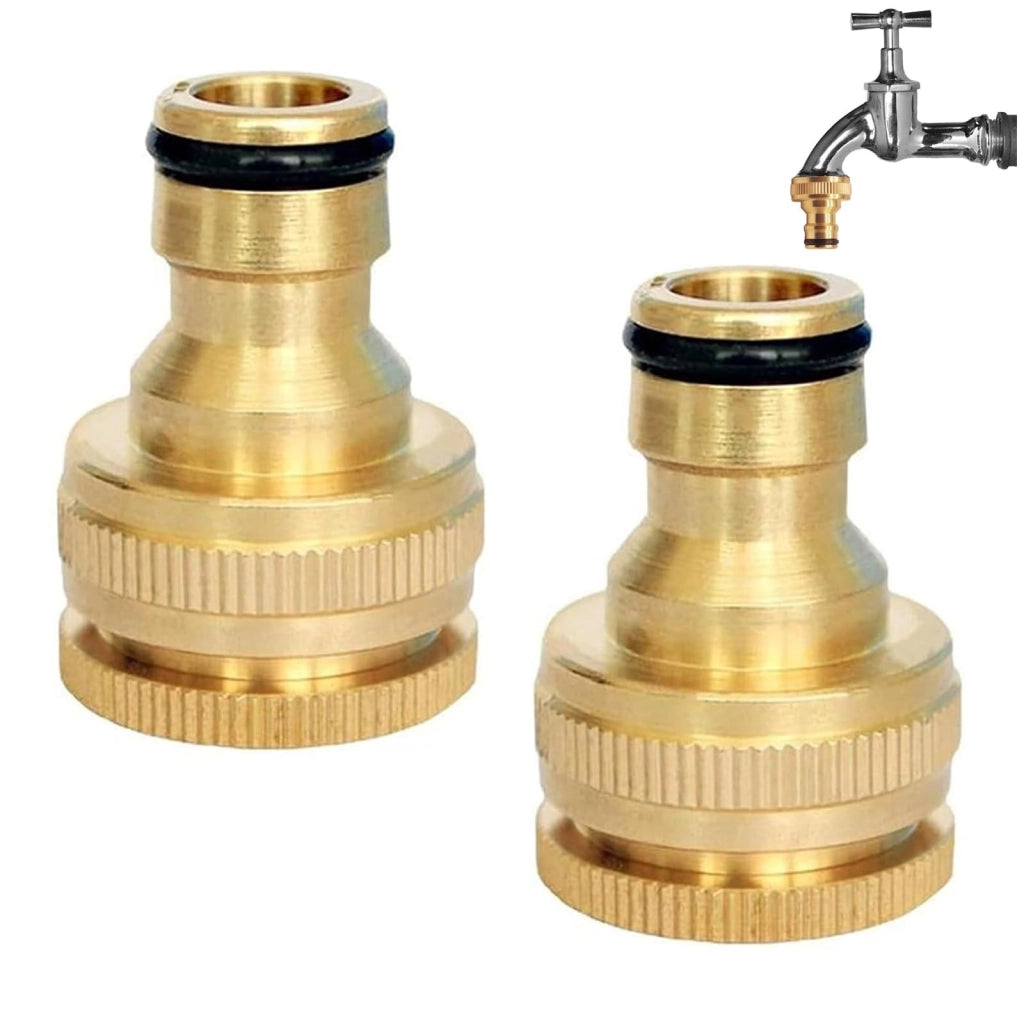 2 adattatori per tubo da giardino, filettatura femmina-femmina, dimensioni 3/4" e 1/2"