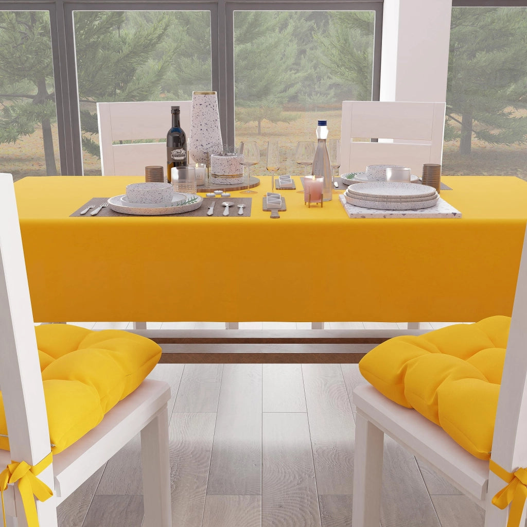 Tovaglia in poliestere e cotone, colore giallo, dimensioni 140x180 cm, adatta per 6 posti