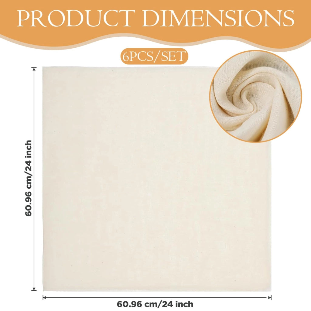 Set di 6 strofinacci, 60 x 60 cm, in cotone, riutilizzabili