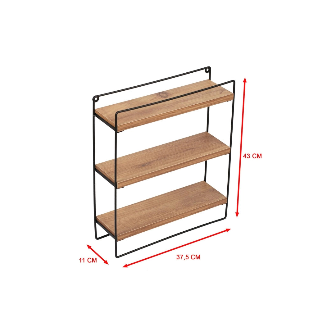 Elegante mensola a parete, rovere e nero, 37 x 46 x 12 cm, pannello truciolare melaminico al 100% e telaio in metallo, perfetta per arredamento moderno e archiviazione