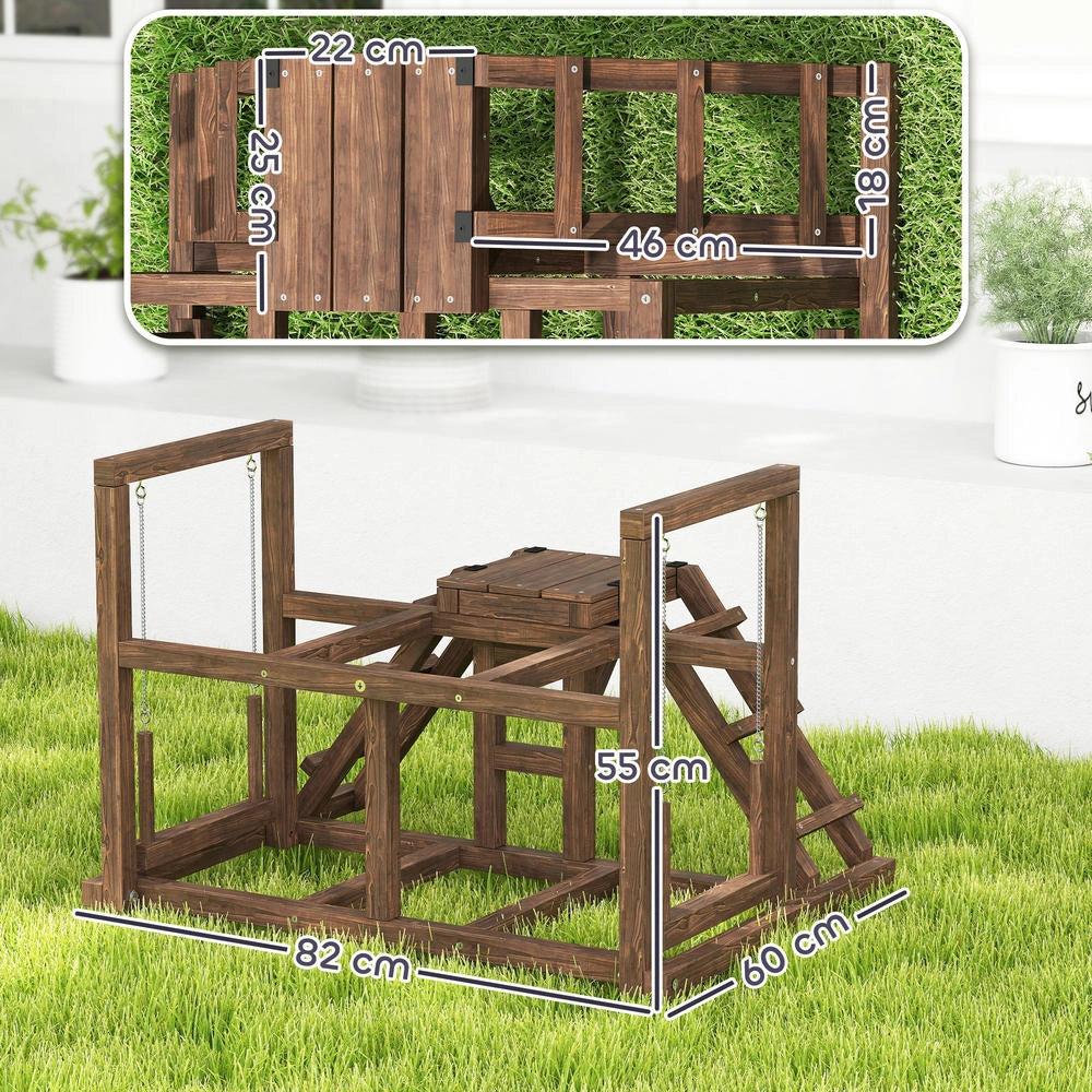 Parco giochi per pollaio in legno massello marrone con posatoi rampe e altalena per 2-3 galline ideale per giardino e cortile