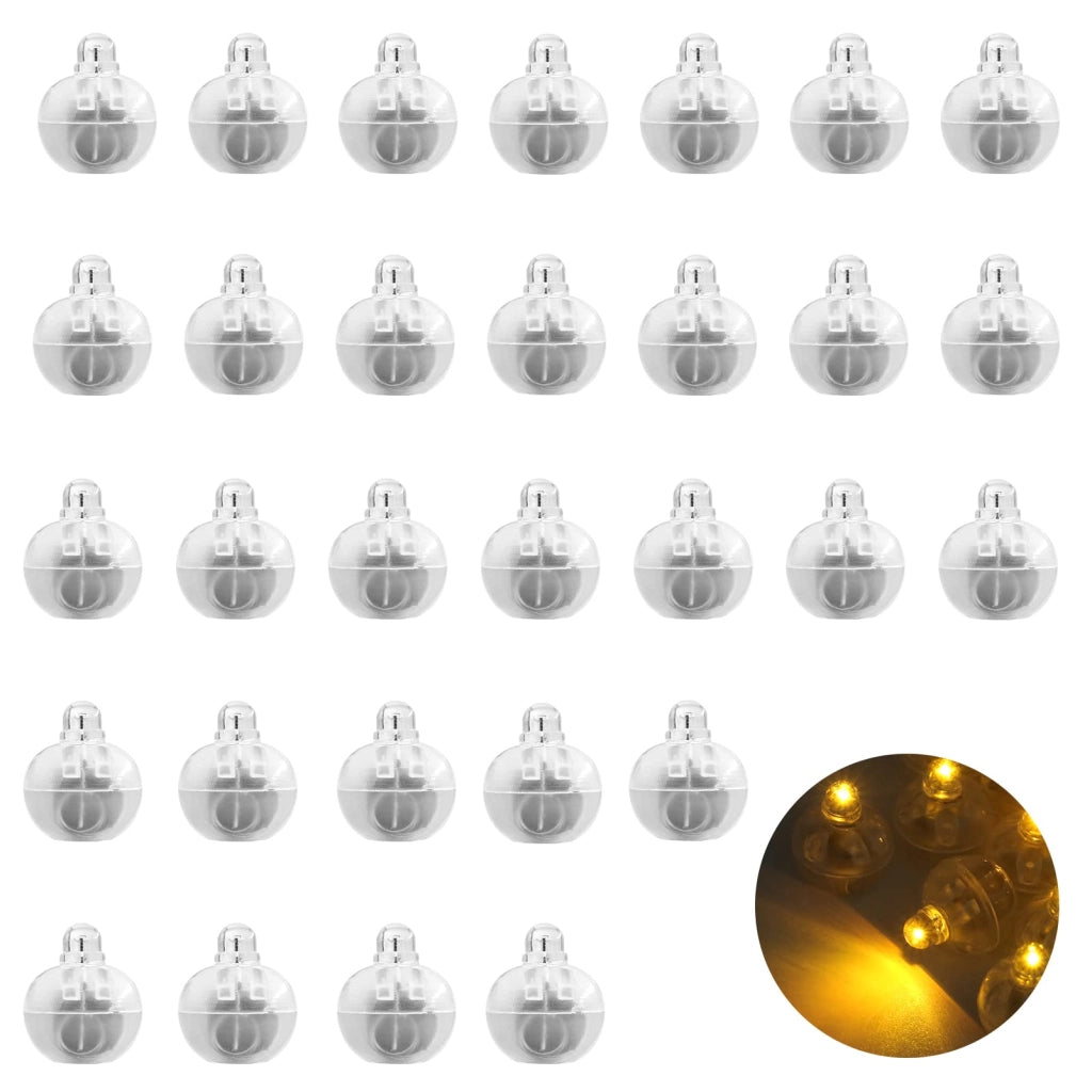 Mini luci a LED a forma di palloncino, colore giallo, confezione da 30 pezzi, diametro 1,4 cm