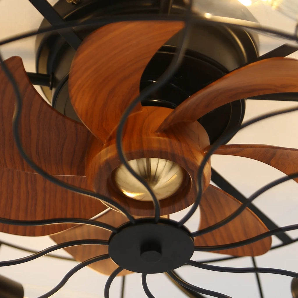 Ventilatore da soffitto 20 pollici con luce, 7 pale e telecomando nero
