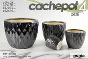 Set 4 cachepot grigio scuro Ø30/23/17/12 cm