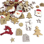 Decorazioni natalizie sfuse, set da 108 pezzi, legno, rosso, oro, argento