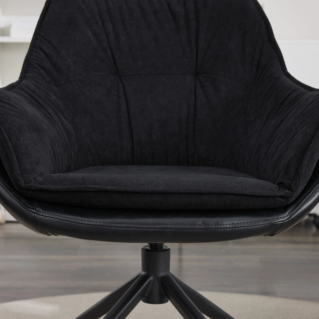 Poltrona girevole 360° con ritorno automatico in similpelle nera