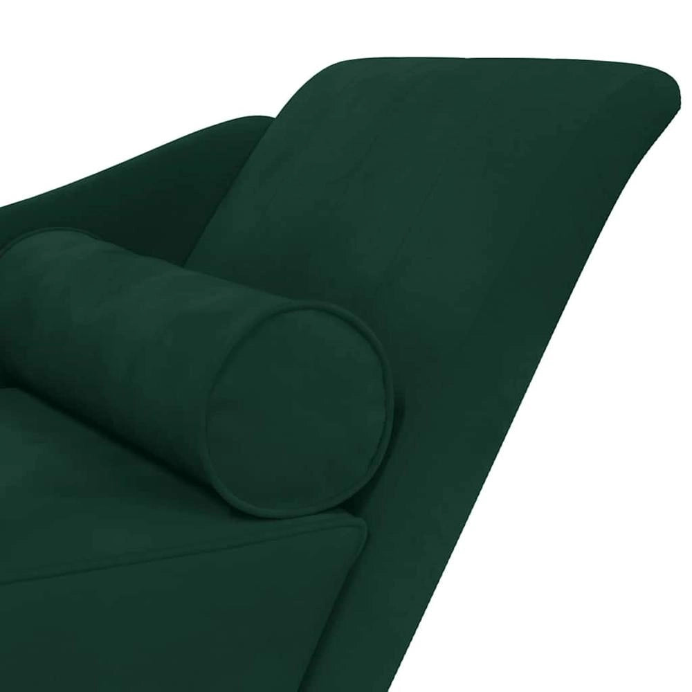 Chaise Longue con Cuscini Verde Scuro in Velluto