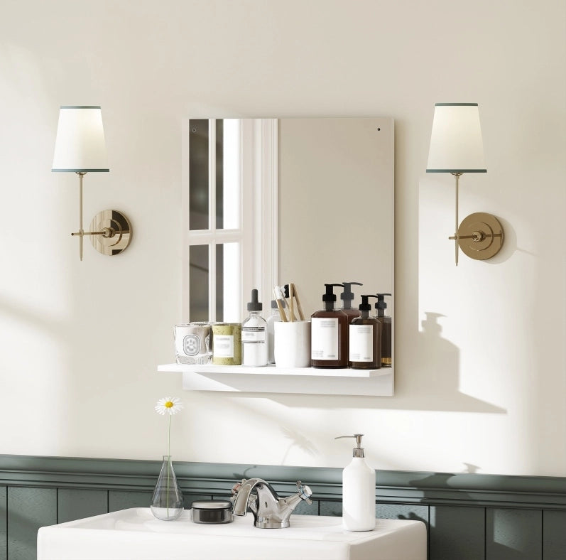 Specchio da bagno IVMEU 50x60 cm con mensola da 50 cm, bianco, per bagno e ingresso
