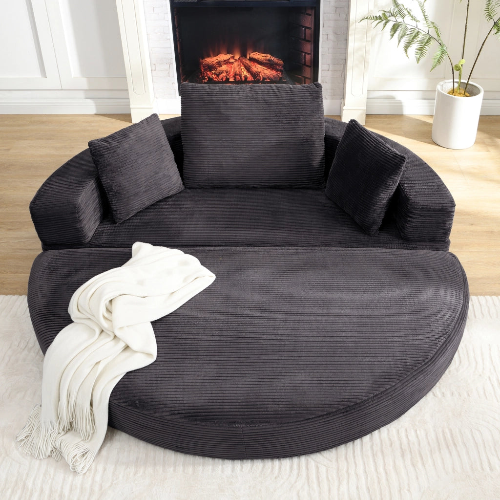 Divano letto pieghevole 2 in 1 173x176 cm in schiuma nero con 3 cuscini