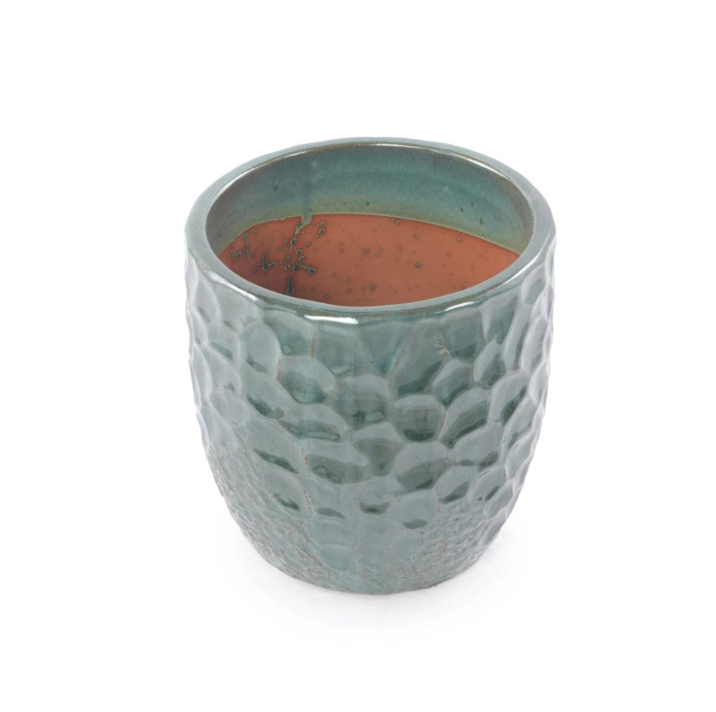 Vaso in ceramica verde scuro Ø 18 cm con foro di drenaggio