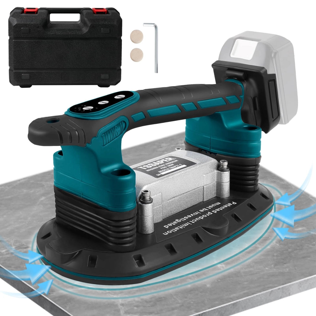 Vibrazione a batteria 2-in-1 con ventosa, 6 livelli di vibrazione, capacità di carico 400 kg, per piastrelle fino a 2,4 metri