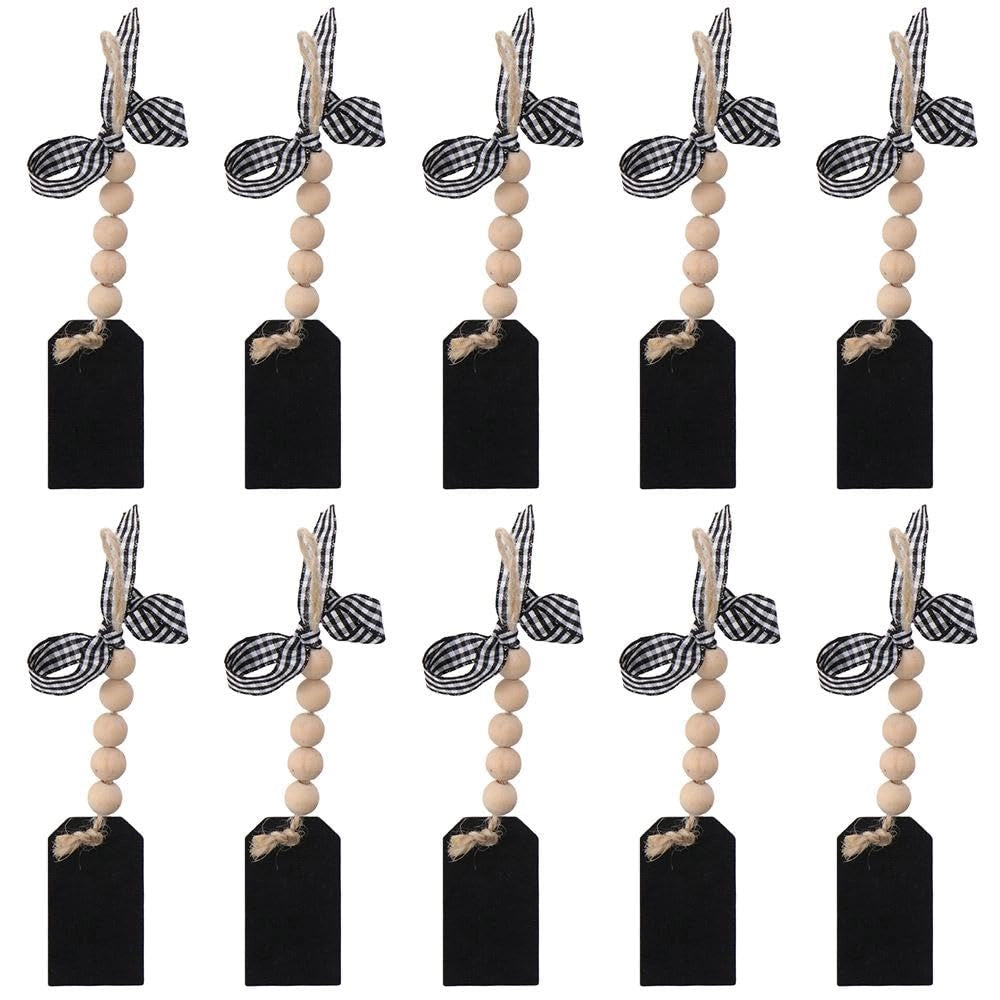 10 pezzi di catenelle in legno con pendenti lavagna, mini etichette lavagna nera, pendenti decorativi
