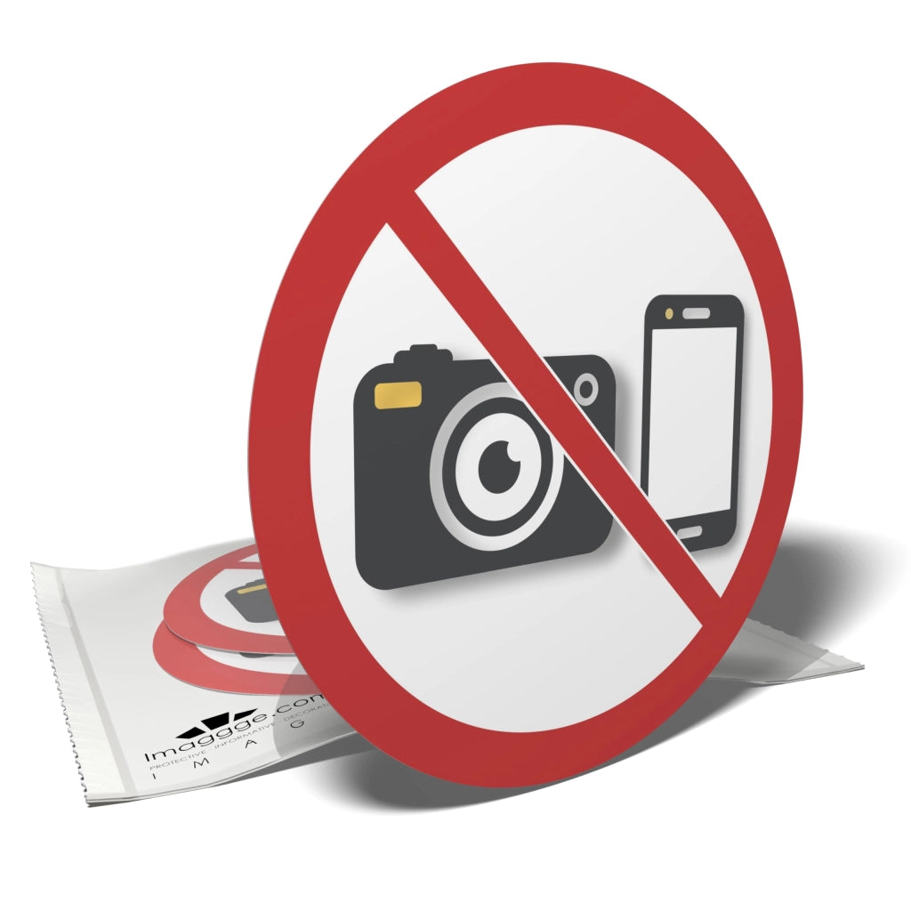 Adesivi di avvertimento "Divieto di fotografare", confezione da 3 pezzi, forma circolare, diametro 10 cm