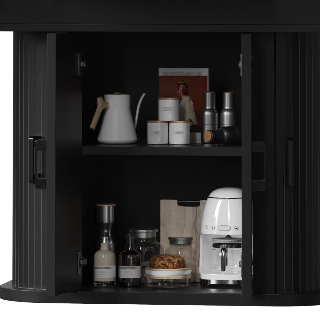 Tavolo da pranzo estensibile 118158x118x76 cm in MDF nero con vano contenitore