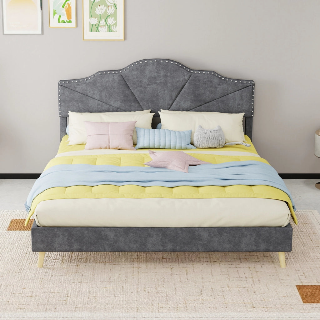 Letto imbottito grigio 160x200 cm