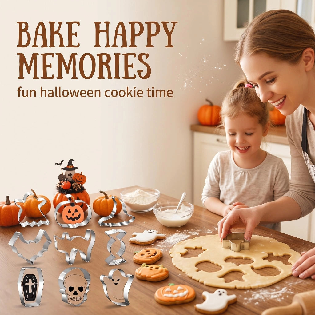 9 stampini per biscotti a tema Halloween in acciaio inossidabile: fantasmi, pipistrelli e altro