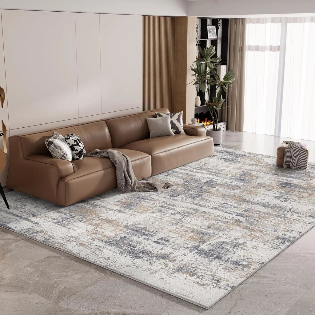 Tappeto 200x300 cm, a pelo corto, antiscivolo, blu/grigio