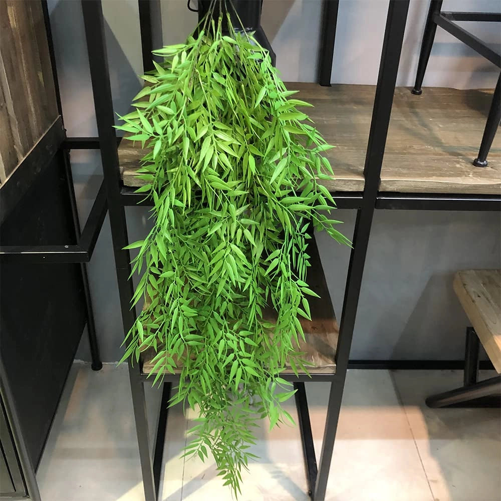 Piante artificiali da appendere, bambù, 2 pezzi, 80 cm, verde