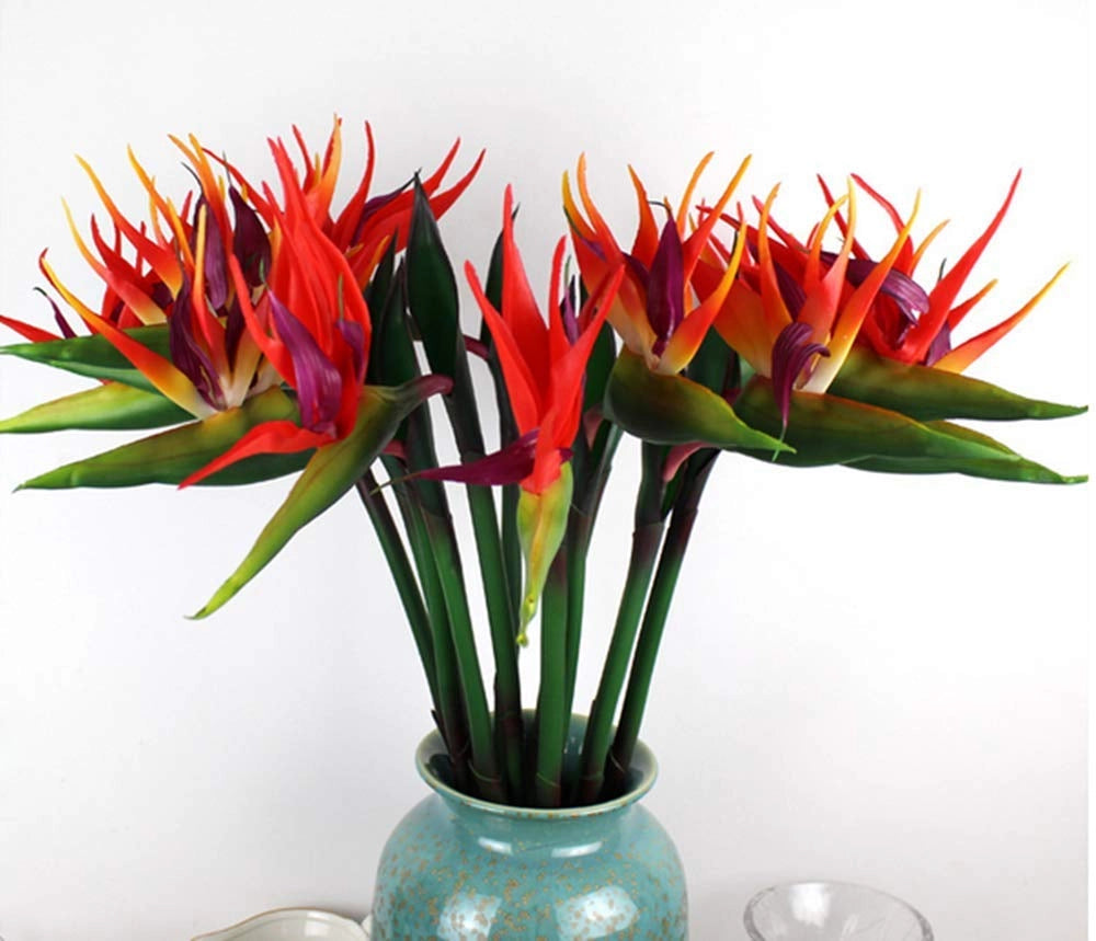 Fiori artificiali "Paradiso", altezza 71 cm, resistenti ai raggi UV, confezione da 2, colore arancione-rosso