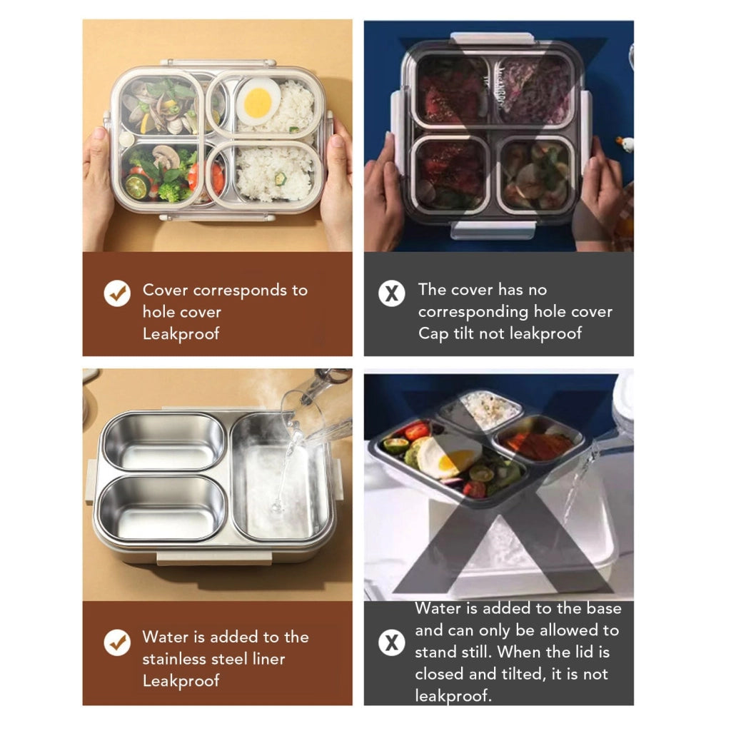 Contenitore per il pranzo in acciaio inossidabile, con 3 scomparti, capacità 1,2 litri, colore kaki, riutilizzabile