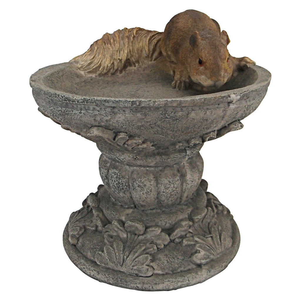 Figura decorativa a forma di scoiattolo, su base, realizzata in resina, dimensioni 18x19x19 cm