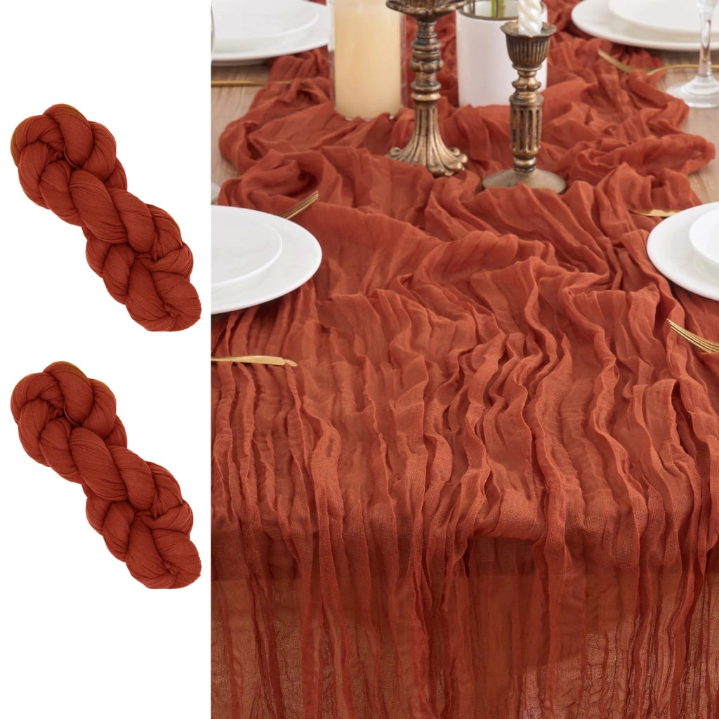 Set di due tovagliette, 90x300 cm, stile boho, colore terracotta