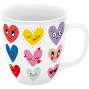 Tazza da caffè con motivo a cuore, capacità 40 cl, in porcellana, altezza 10 cm