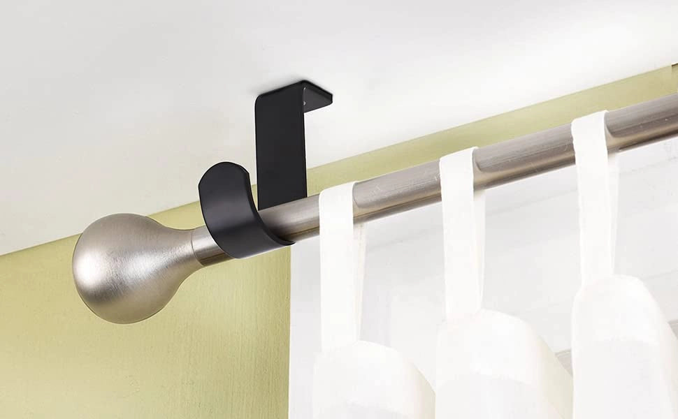 Supporti per tende in metallo, confezione da 3 pezzi, per barra da 25 mm, colore nero