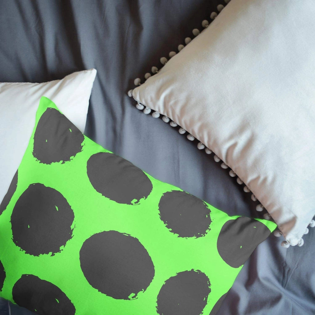 Cuscino decorativo, 35x50 cm, verde neon/rosso, in cotone/poliestere