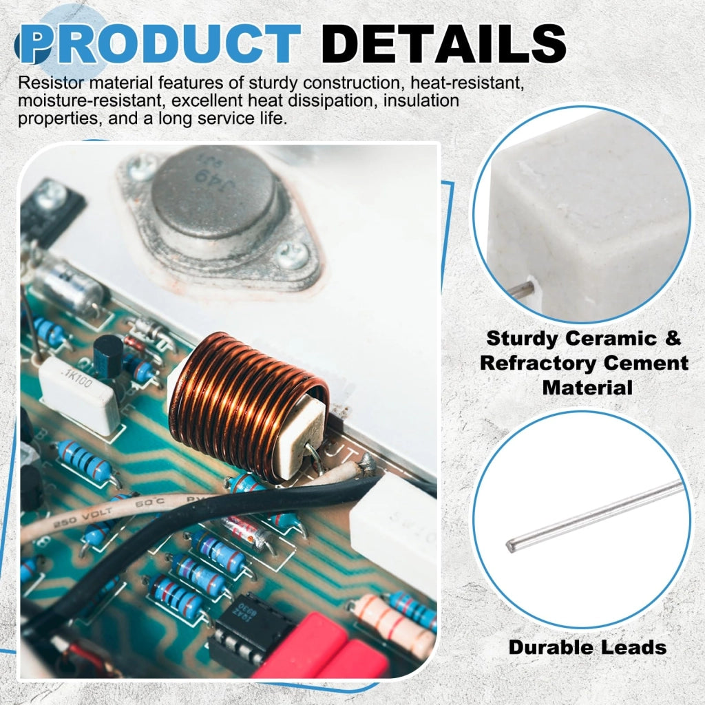 Resistore in cemento ceramico, 8 Ohm, 7 W, tolleranza ±5 %, a filo avvolto, orizzontale, per audio, alimentatore, crossover (10 pezzi)