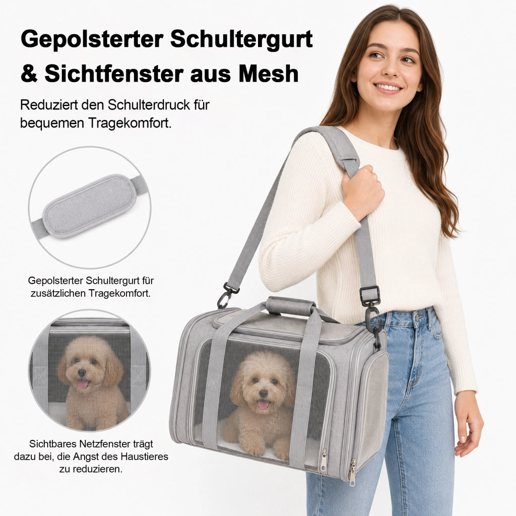TRASPORTINO Pieghevole per Cani e Gatti 45x30x30 cm Grigio