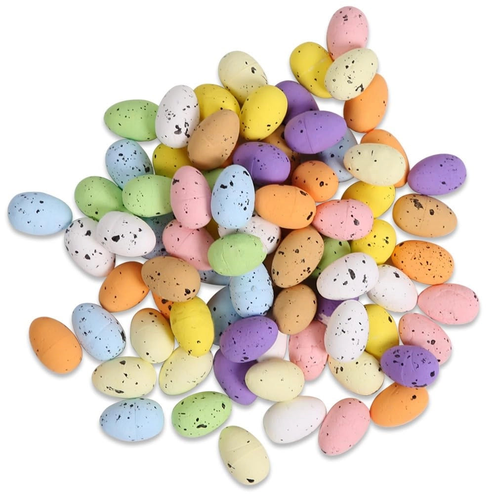 Mini uova di schiuma, colorate, 50 pezzi, ideali per creare decorazioni pasquali