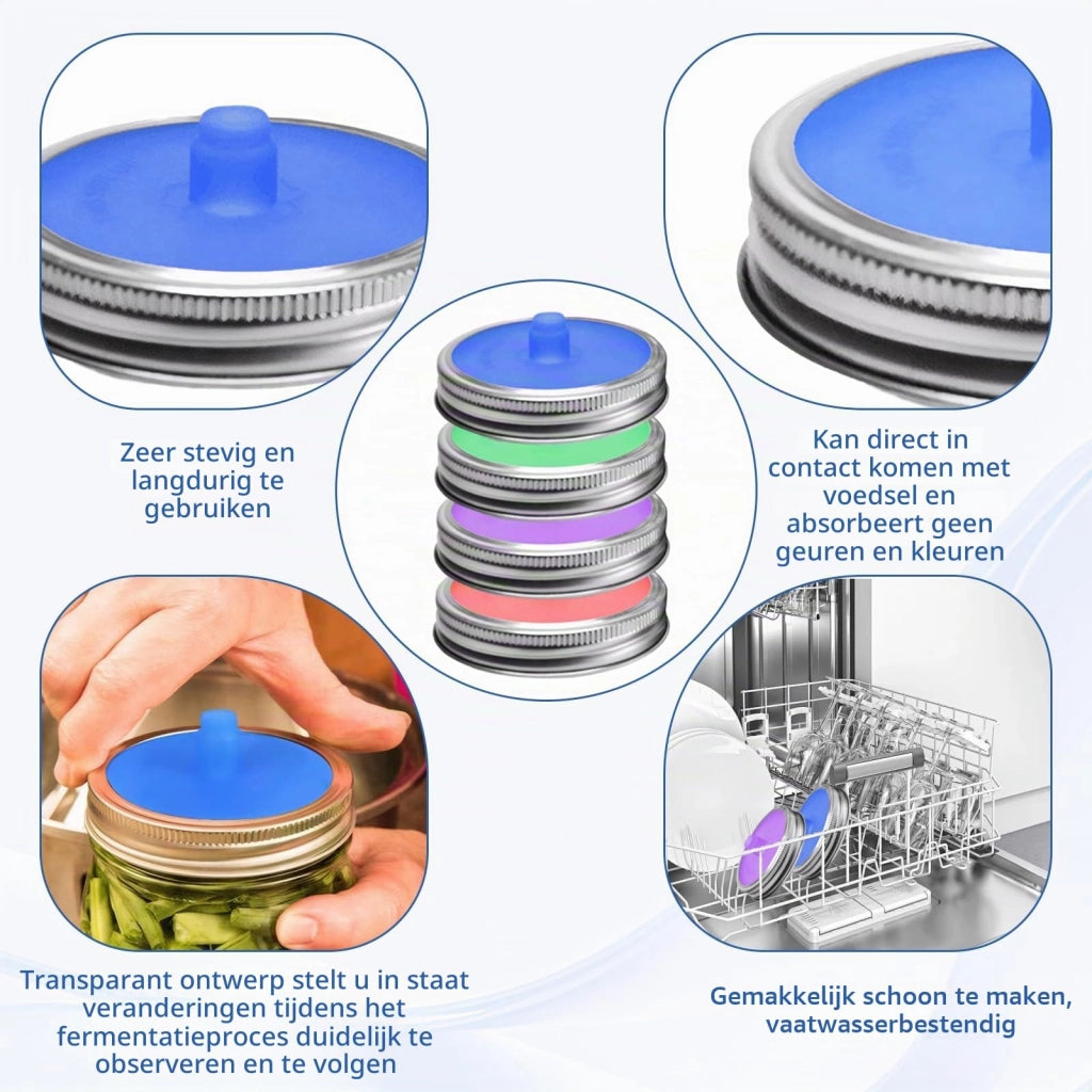 Set di 4 coperchi per fermentazione, con pesi in vetro in silicone