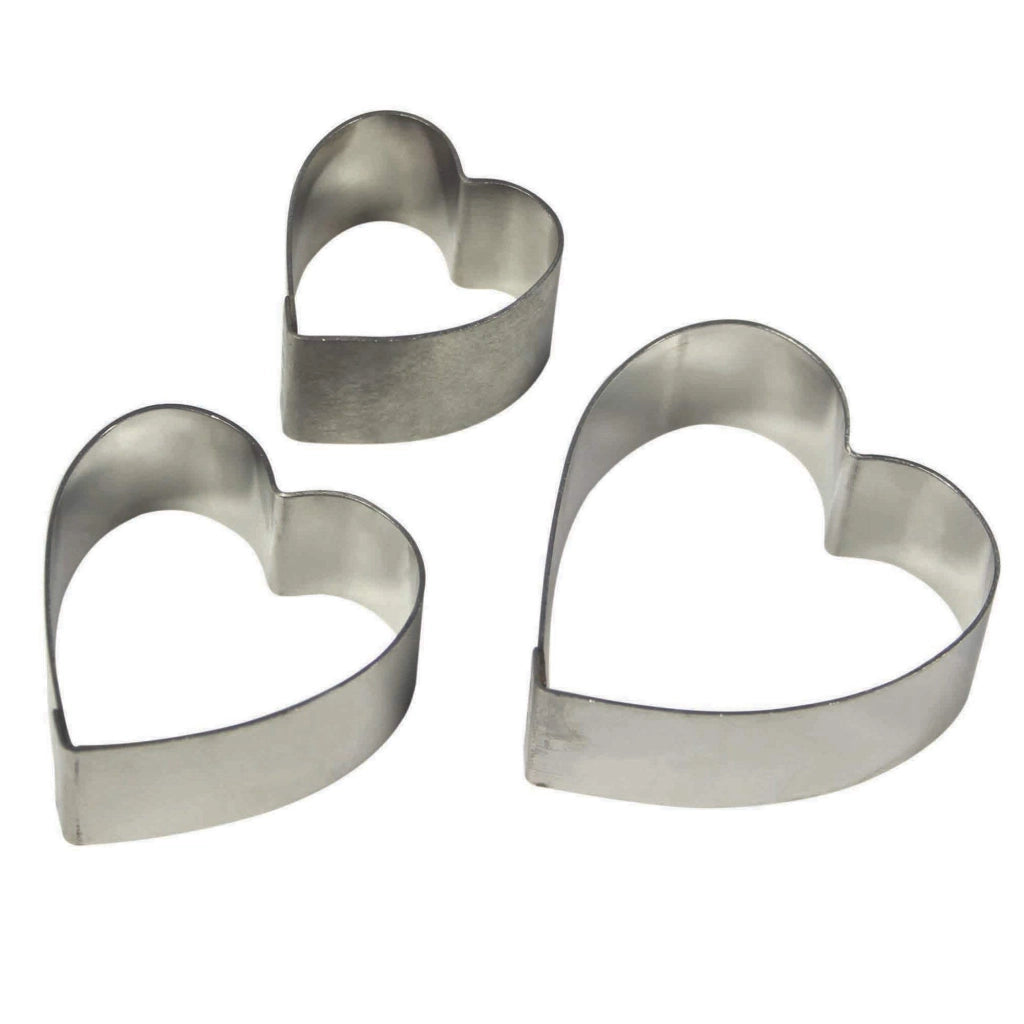 Formine per biscotti a forma di cuore/cilindro, acciaio inossidabile, set da 3 pezzi, dimensioni: 1 x 1,2 x 3 cm