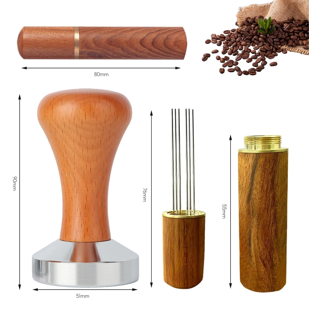Tamper per caffè in acciaio inossidale con strumento WDT, ago per espresso, 6,8 cm