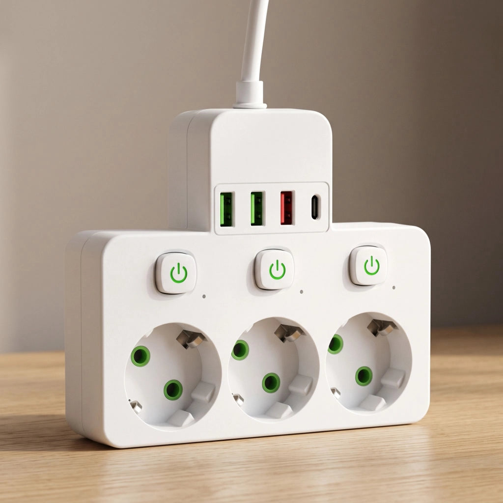 Multipresa 3 Prese + 3x Usb-a + Usb-c Jnh018 White