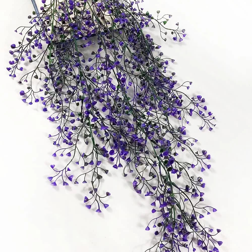 Set di 2 fiori artificiali, da appendere, altezza 85 cm, color viola, adatti per interni ed esterni