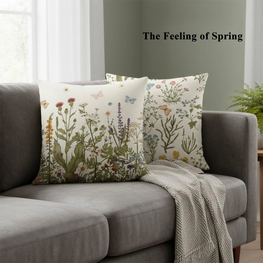 Set di 2 federe decorative a forma di fiori, 45x45 cm, per divano, ideali per la decorazione primaverile