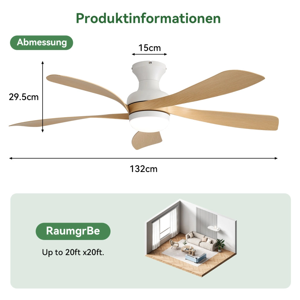 Ventilatore da soffitto a montaggio diretto con LED dimmerabile e telecomando