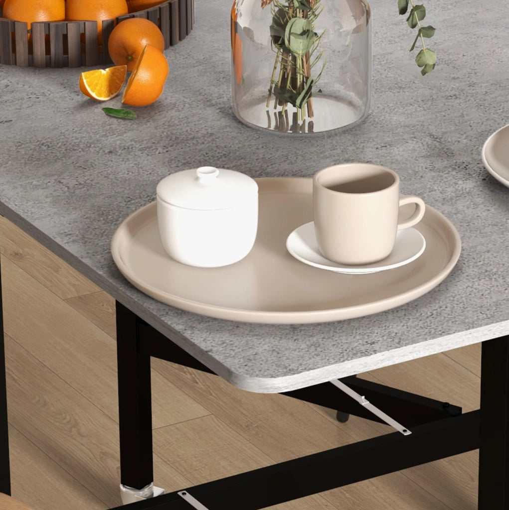 TAVOLO da pranzo pieghevole con ruote 120x80x73 cm MDF grigio