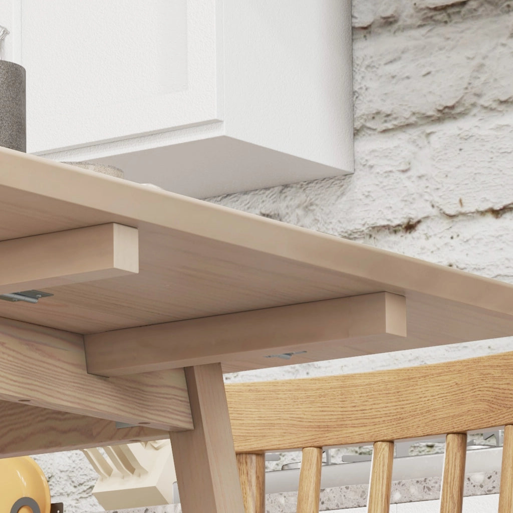 Tavolo da pranzo 4 posti con due piani pieghevoli per cucina in legno naturale