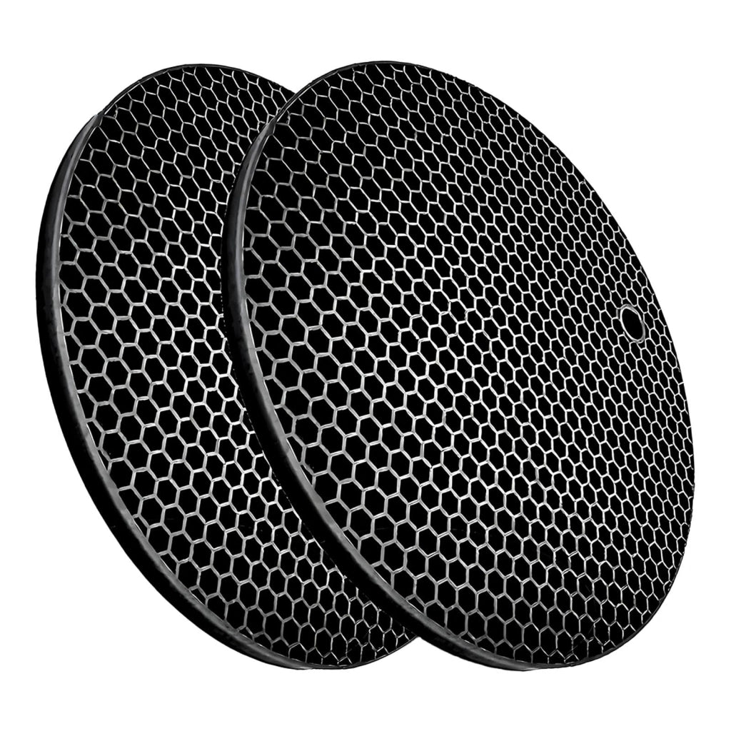 Sottobicchieri in silicone, rotondi, set da 2, resistenti al calore, colore nero