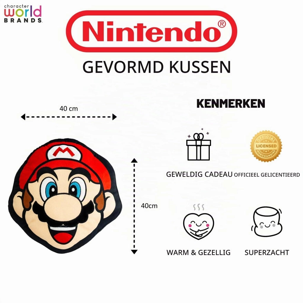 Cuscino a forma di Super Mario, 40x36 cm, rosso, in poliestere