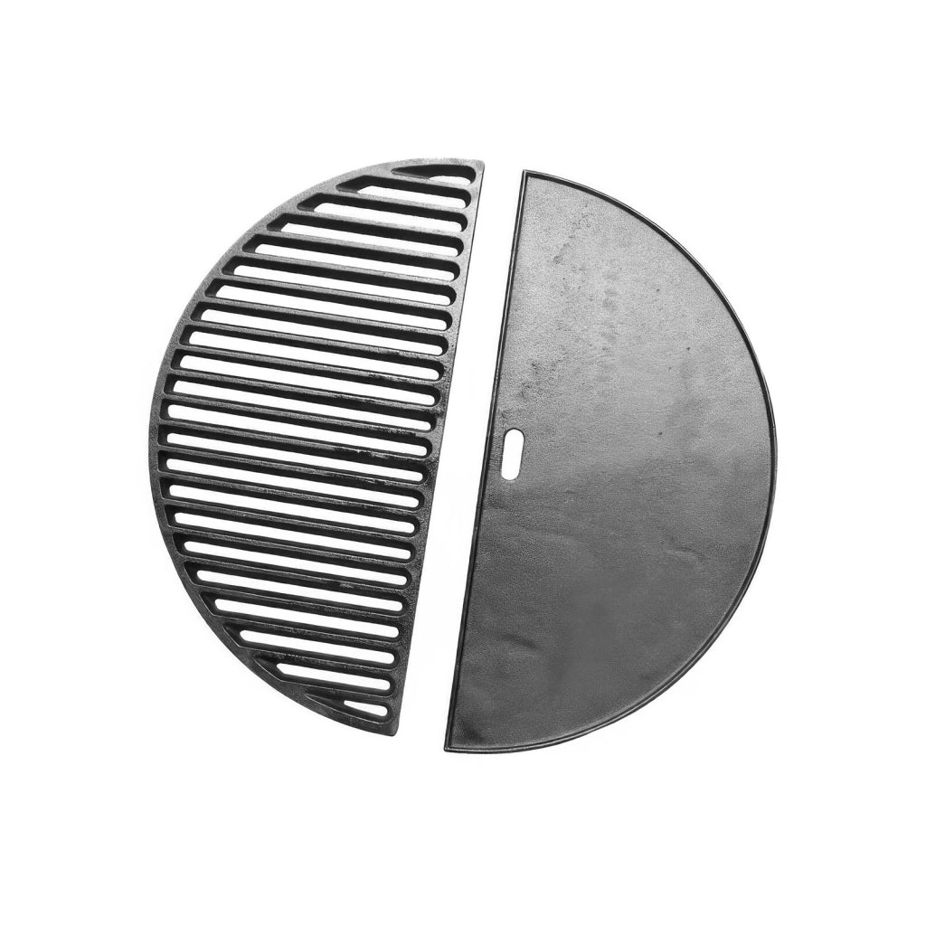 Griglia in Ghisa a Mezza Luna Reversibile per Barbecue Kamado da 48 cm
