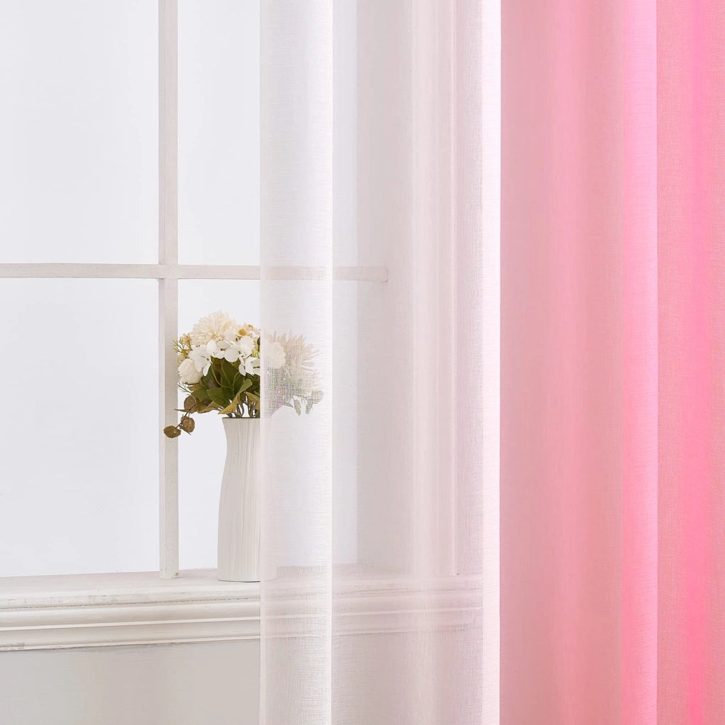 Tende a velo, set da 2, con passanti, 140 x 260 cm, rosa, trasparenti