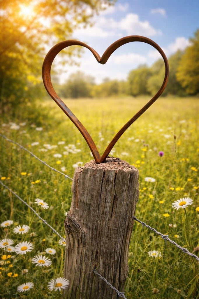 Cuore da avvitare, effetto ruggine, 26 cm, decorazione per il giardino