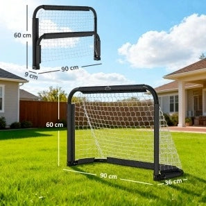 Set di 2 porte da calcio pieghevoli 90x36x60 cm in metallo nero